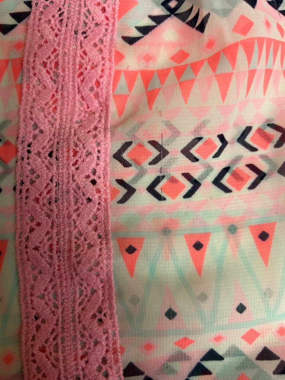 Faded Glory Pink Aztec Lace-Strip Blouse Size XL Girls